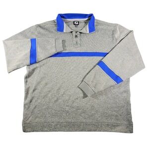 FootJoy FJ Men's 1/4 Zip Golf Pullover Sweater Heather Gray Blue Stripe X-Large